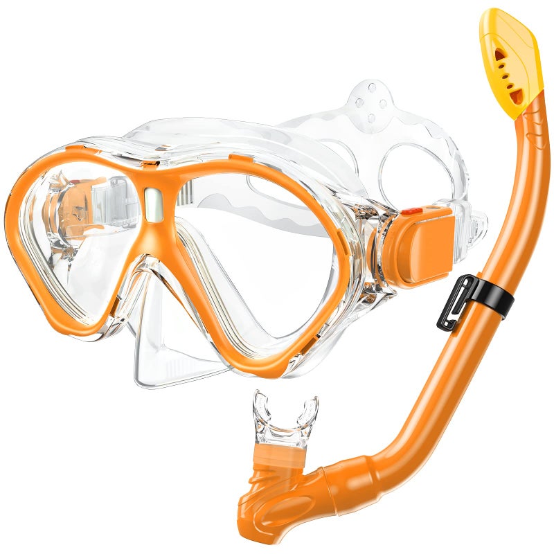 Gintenco Kids Snorkel Set, Diving Mask for Children as Unisex Kids Swimming Goggles, Anti-Fog Diving Mask and Dry Top Snorkel Combo Set for Junior and Youth - Image 1